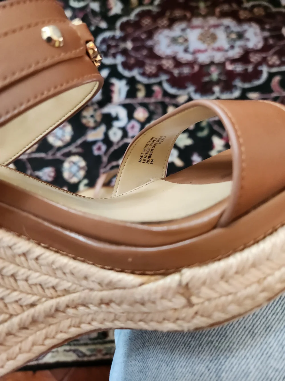 MICHAEL Michael Kors Brown Wedge Sandals with Gold Hardware